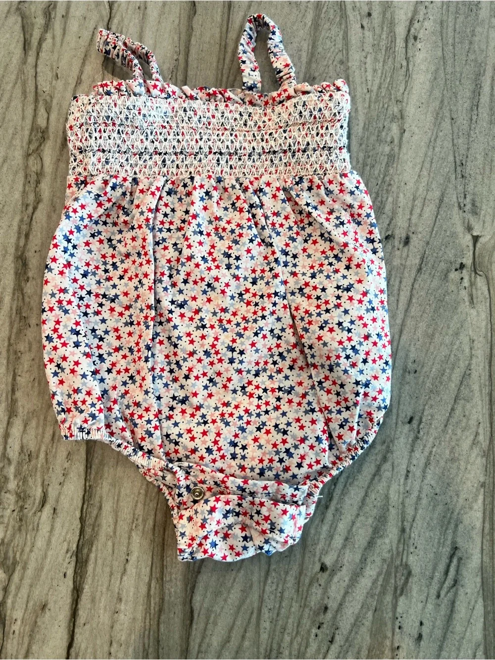 GAP White Romper with Red & Blue Star Print